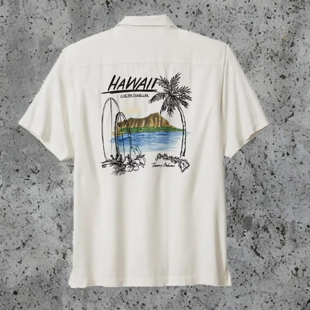 Tommy Bahama Isle Be There Hawaiin Silk Shirt Cream Sz XL NWT $168